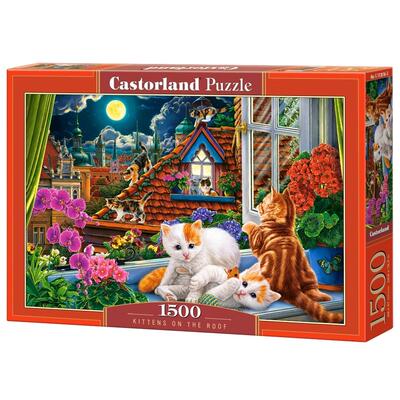 新品现货Castorland巧思进口拼图1500片 屋顶上的小猫152056