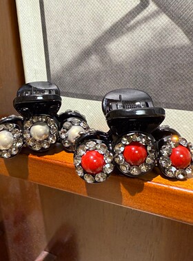 韩国东大门新款小号半扎抓夹高级感水钻时尚侧边夹新年红色发夹女