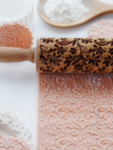 网红北欧复古茉莉花朵植物雕刻压花榉木擀面杖 亲子diy烘焙饼干模