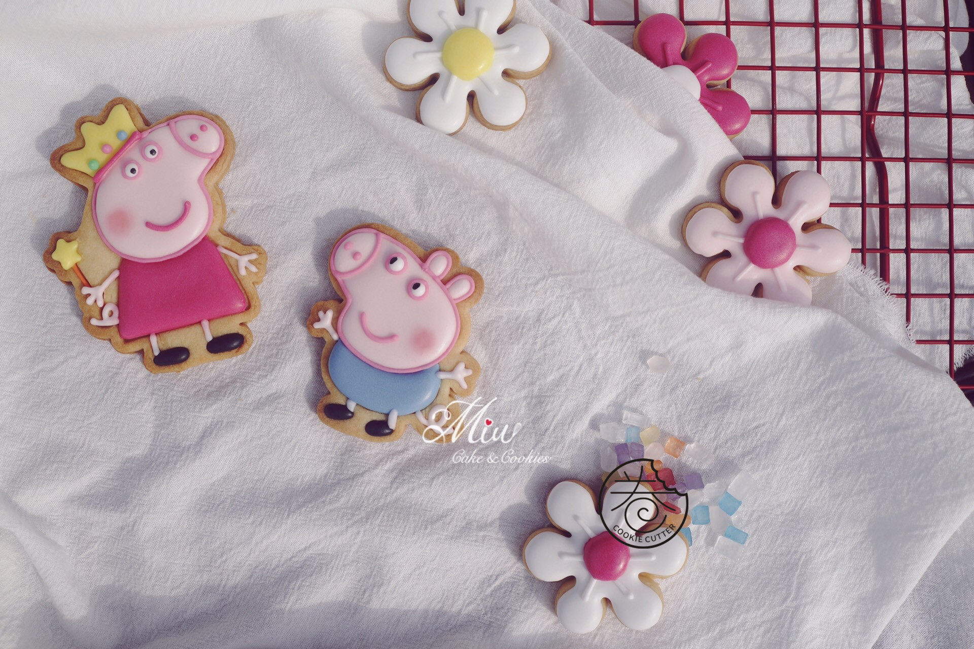 王小miu老师款佩奇乔治六一糖霜饼干装饰饼干模具立体模视频教程