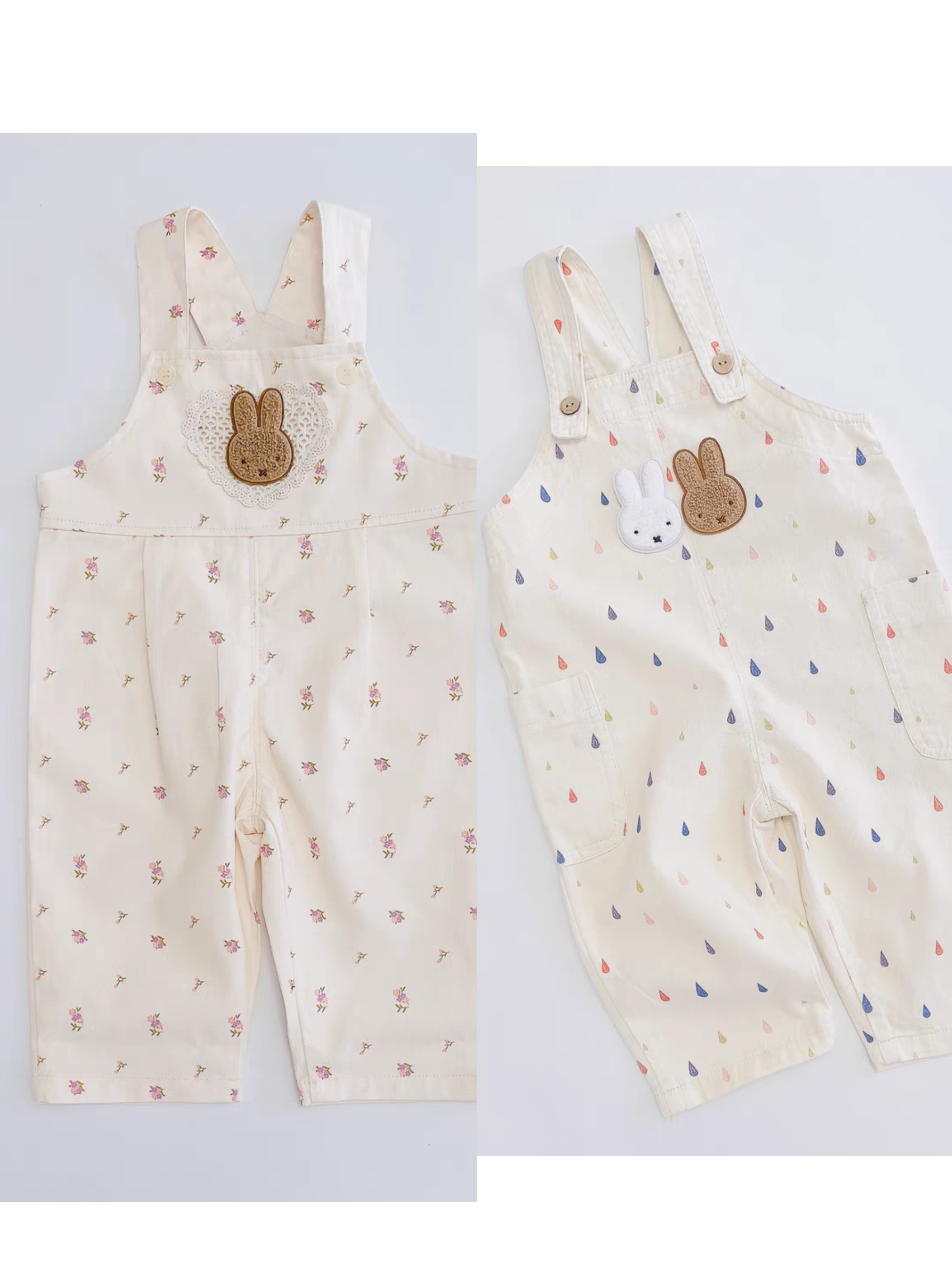 2025米菲春款纯棉柔软背带裤男女宝宝裤子春夏季儿童裤子可爱百搭