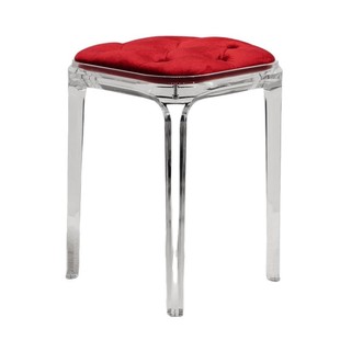 A208现代简约透明亚克力梳妆凳红色绒布坐垫卧室化妆凳