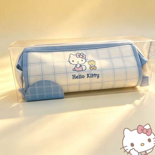 一正HelloKitty凯蒂猫卡通文具盒学生拉链笔袋圆筒简约可爱收纳包