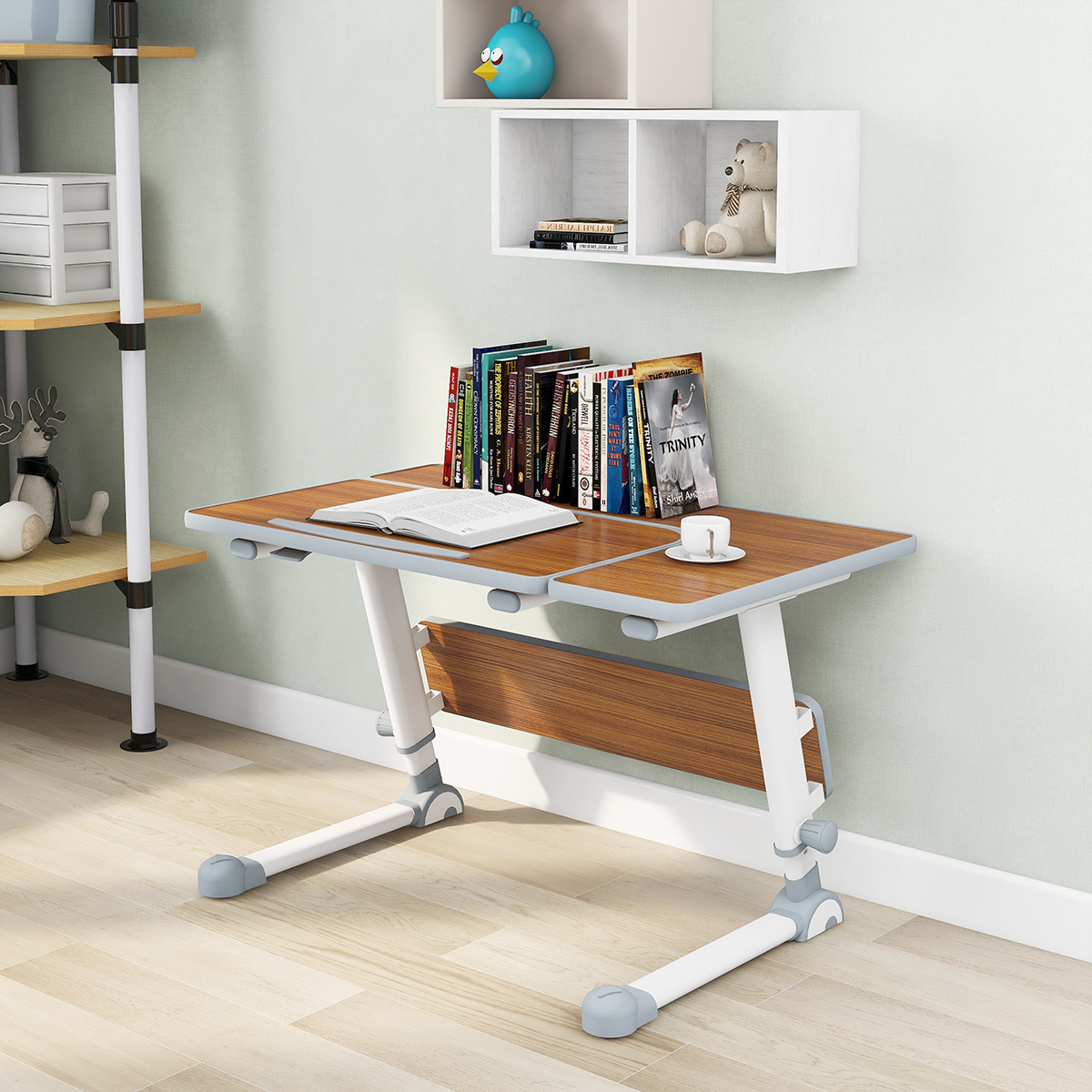 学生可倾斜书桌家用写字桌子简易大桌面儿童学习桌高度升降作业桌