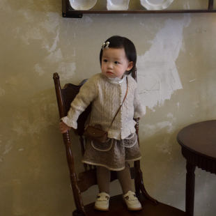 裙 套装 ZOYEMO女童甜美秋冬款 毛绒美拉德镂空针织开衫