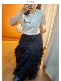 高质量重工钉钻纯棉t恤 正肩显瘦简约有调百搭2026早春新款女上衣