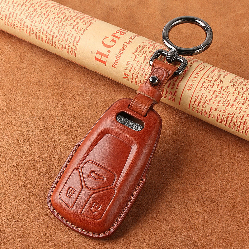 适用于奥迪A4L钥匙套Q3q5L/Q7/A5/A8A7新款a6l真皮汽车钥匙包壳扣