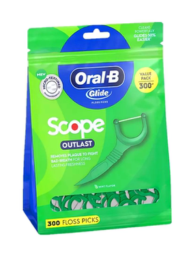 现货美国Oral-b正品欧乐B Glide scope长效薄荷味丝滑牙线棒300支