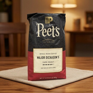 美国直邮 进口Peet's皮爷Peets黑咖啡豆907g迪克森少校式27年4月