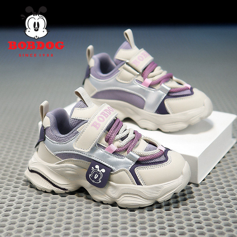巴布豆童鞋女童运动鞋2024春秋新款网面透气儿童鞋子潮女孩老爹鞋