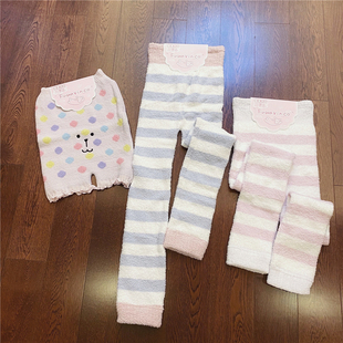 日单 冬季加厚 毛绒睡眠保暖裤高腰 女士家居 软绵绵甜美条纹睡裤