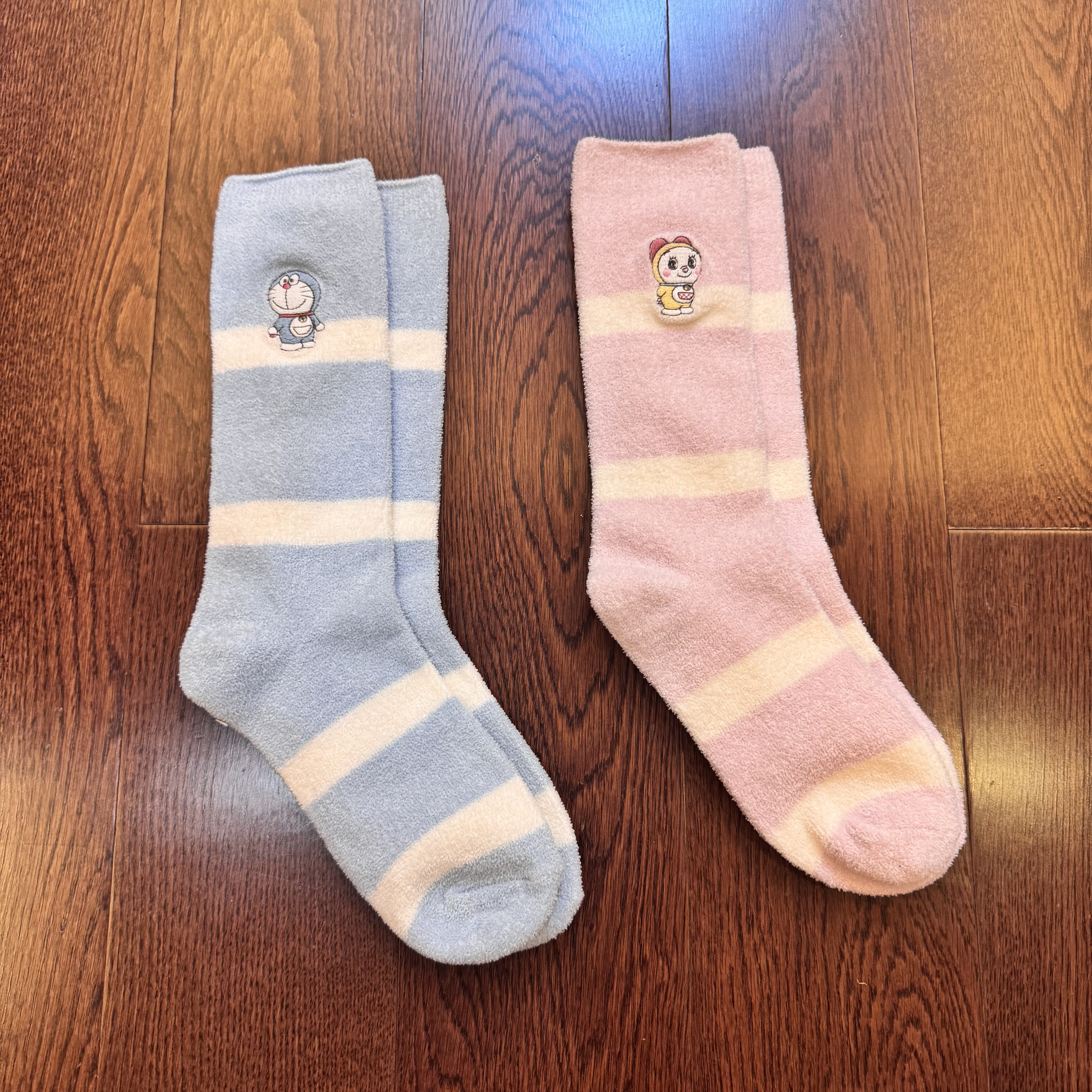 看得懂的来 珊瑚绒毛绒袜家居袜睡眠袜软绵绵 条纹蓝胖子25日d新