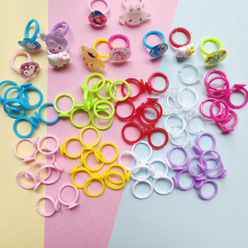 儿童彩色塑料戒指托diy手工