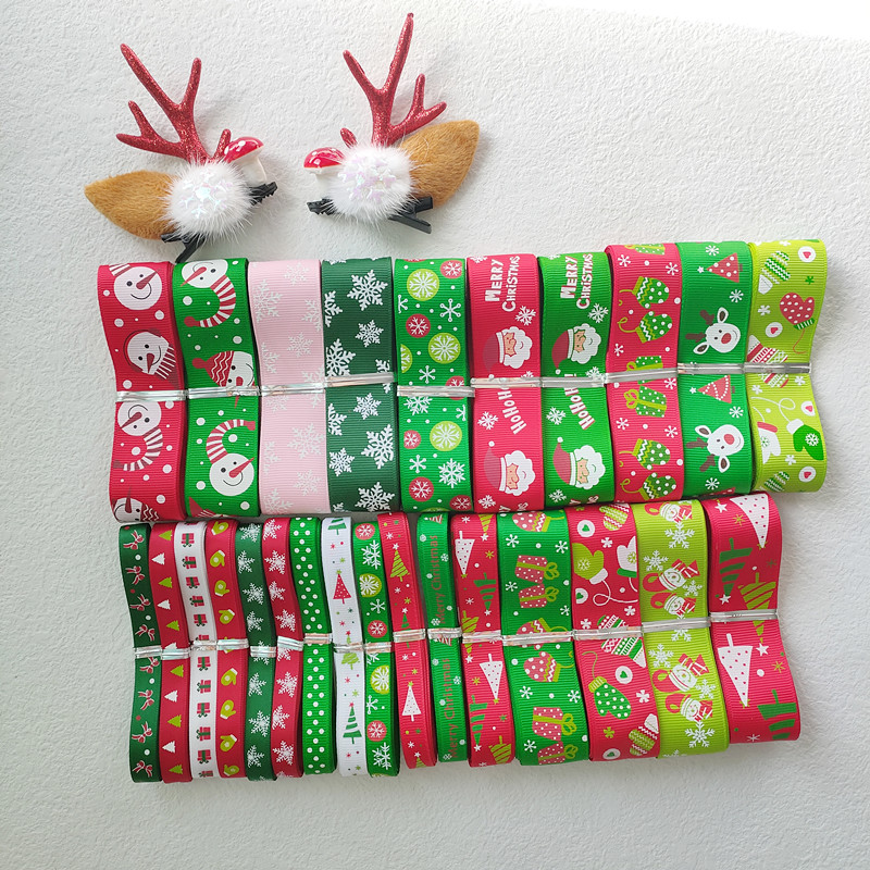 9mm/16mm/25mm圣诞节丝带罗纹带 手工diy发饰装饰材料头饰配件