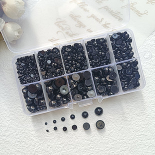 平底黑色仿真动物眼睛diy材料手工制作毛线发夹公仔玩偶眼珠配件