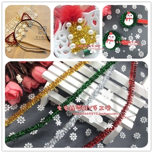 葱条圣诞发饰制作材料 手工发箍发夹diy蝴蝶结头饰配件辅料