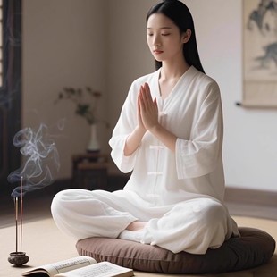 白色禅服禅意风仙气打坐冥想疗愈师服装修行素衣佛系禅意居士服女