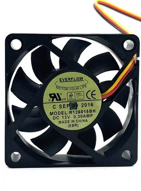 R126015BH原装正品EVERFLLOW0.30A601512V三线大风量散热风