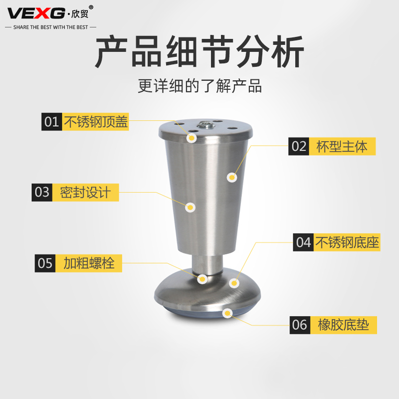 可调节支撑脚茶几沙发脚橱柜脚床腿桌腿电视柜支撑柱加增高不锈钢