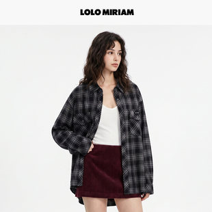 胡可的买手店 LOLO MIRIAM复古慵懒宽松格纹长袖衬衫通勤薄外套