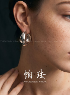 胡可的买手店 PAFA帕珐【迟光】设计款黄昏暮色老钱法式耳圈
