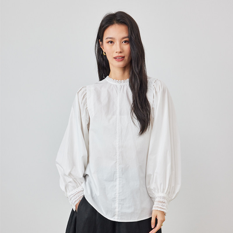 胡可的买手店 Evourse古典白芭蕾日系宽松灯笼袖全棉衬衣