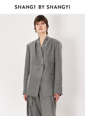 胡可的买手店 SHANG1 BY SHANGYI轻熟风高级V领西服外套西服上衣