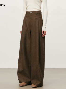 胡可的买手店 HDL·高级复古风羊毛混纺阔腿裤