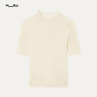 胡可的买手店 HDL Amado 本白色立连领针织短袖打底衫