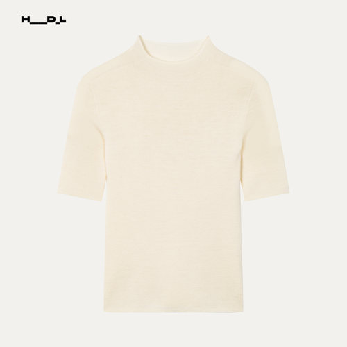 胡可的买手店 HDL Amado 本白色立连领针织短袖打底衫