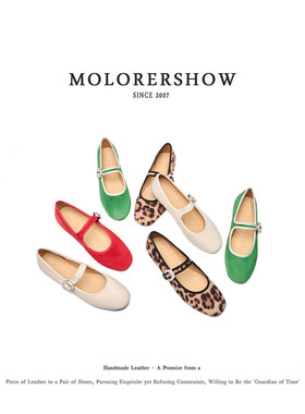 胡可的买手店 MOLORERSHOW红色蝴蝶结豹纹玛丽珍鞋女平底浅口单鞋