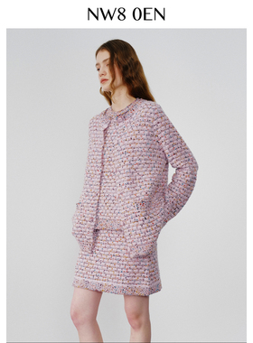 胡可的买手店 NW80EN 羊毛彩点菠萝针毛衣外套名媛小香风圆领