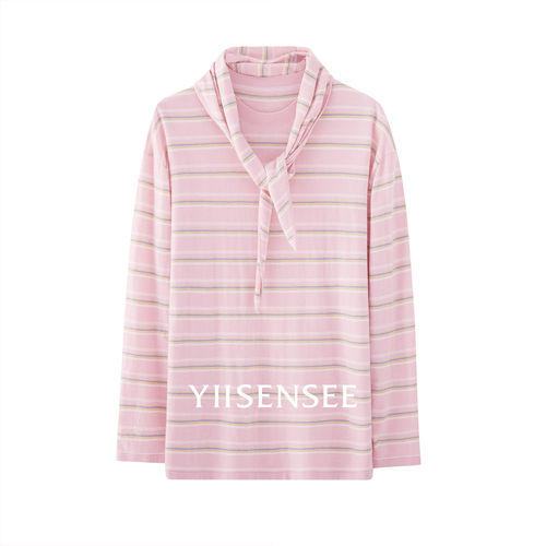 软糯条纹绵羊毛针织衫三角巾套装