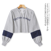 圆V领套头加绒短款 II6325外贸日单女生卫衣2025秋季 新款 高腰上衣