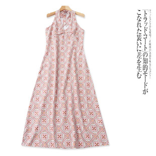 DD0256外贸欧美单女士连衣裙新款挂脖印花时尚超仙甜蜜显瘦长裙