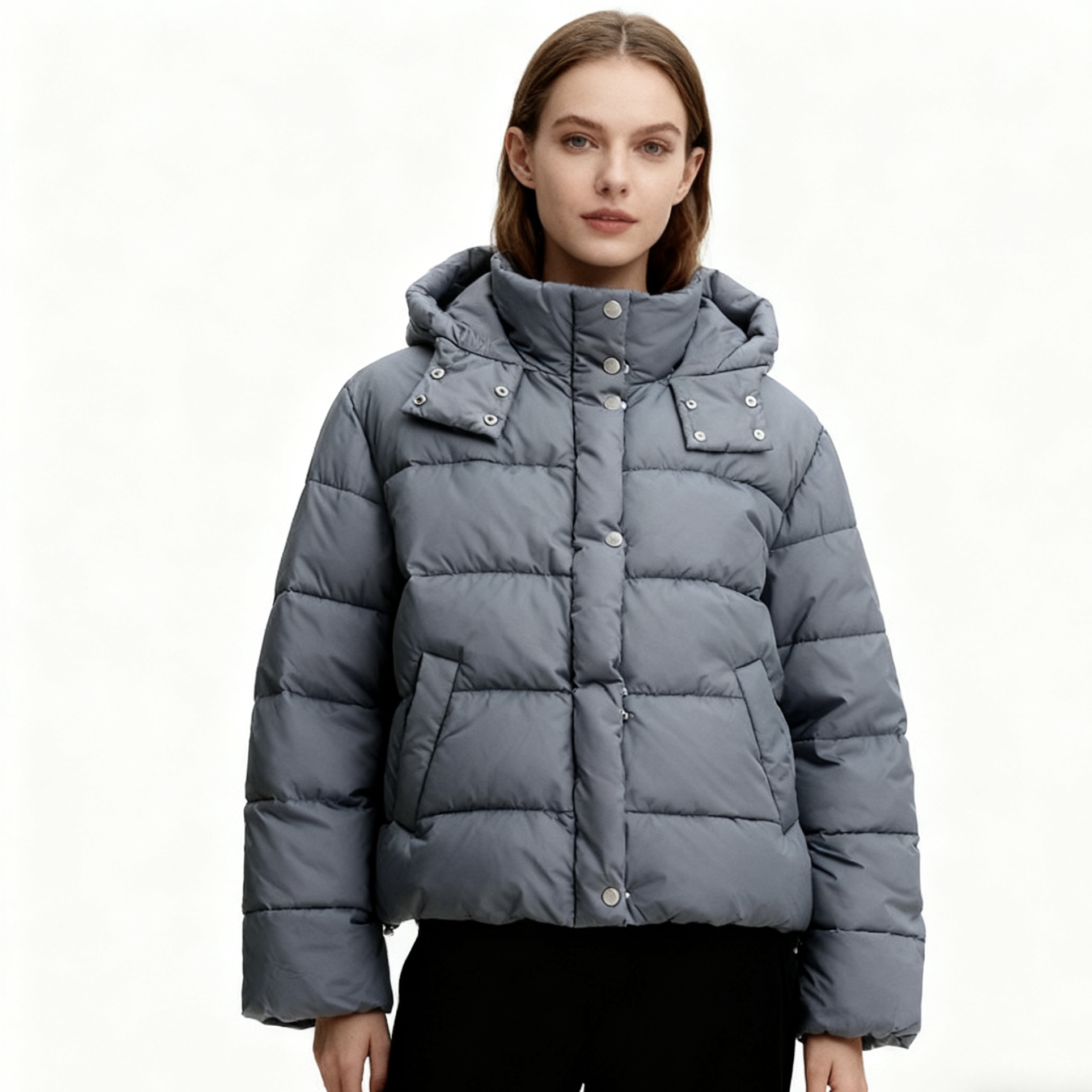 G5560外贸欧美单女士棉衣冬季新款立领连帽宽松大码胖MM时尚棉服