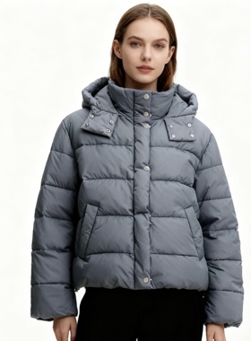 G5560外贸欧美单女士棉衣冬季新款立领连帽宽松大码胖MM时尚棉服