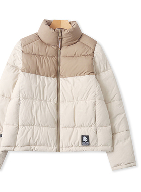 D9660外贸欧美单女士棉衣冬季新款立领拼色宽松韩版面包服棉服