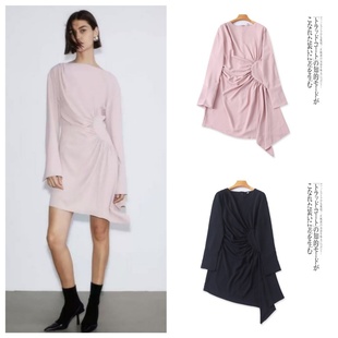 圆领收腰气质通勤风洋气中长裙 连衣裙新款 外贸欧美单时尚 女士长袖