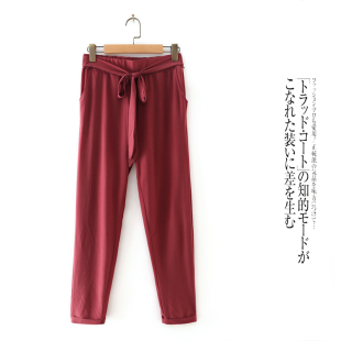 宽松显瘦百搭休闲裤 外贸日单女士松紧腰哈伦裤 纯色时尚 新款 秋季