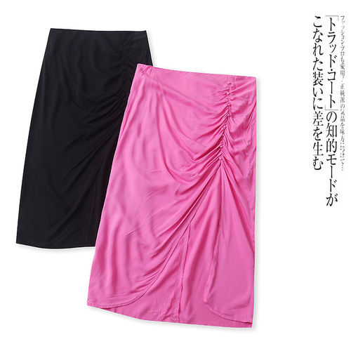 O5252外贸欧美女士半身裙夏季新款高腰拉链时尚通勤风开叉包臀裙