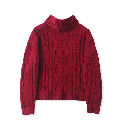 D1658外贸欧美单女士毛衣冬款高领套头宽松大码慵懒风时尚针织衫