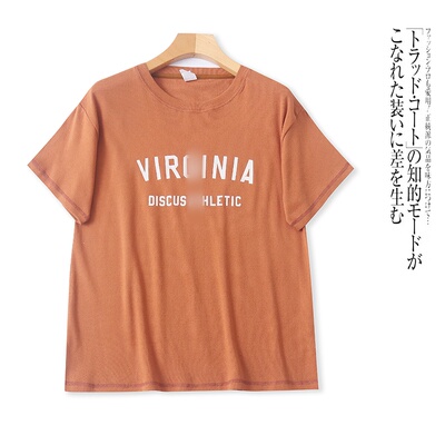 DD156外贸日单女生短袖T恤衫春夏新款圆领套头字母印花百搭上衣