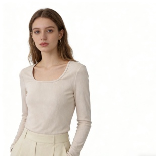 EE6965时尚女士打底衫新款圆领套头弹力修身显瘦百搭上衣