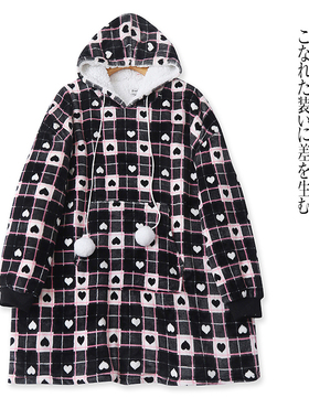 M0863法兰绒睡袍情侣加厚浴袍暖家居服男女冬长款睡衣睡裙懒人毯