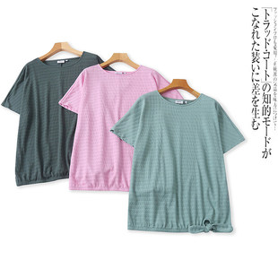 V6386外贸欧美女士短袖T恤夏季新款圆领套头时尚宽松大码胖MM上衣