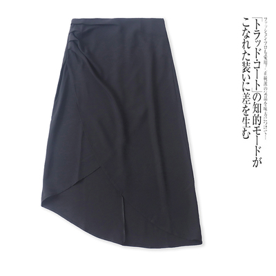 B7588外贸时尚女装通勤风半身裙春季新款高腰修身显瘦开叉中长裙