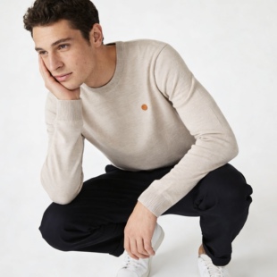 K5456外贸欧美单时尚男装针织衫新款圆领套头纯色宽松百搭毛衣