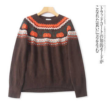 U7583外贸欧美单学院风女生毛衣新款圆领套头花色宽松百搭针织衫