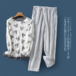 女生圆领套头卡通毛绒加厚上衣睡裤 时尚 新款 2020冬季 家居服套装